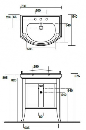 Тумба под раковину Kerasan Retro 734940 noce фото