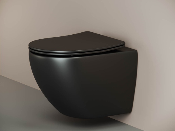Унитаз подвесной безободковый Ceramica Nova Metropol CN4002MB черный матовый, с сиденьем фото