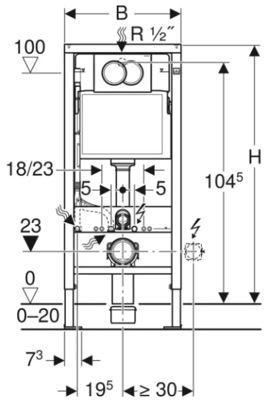 Инсталляция для унитаза Geberit Duofix Delta 458.133.21.2 с клавишей хром фото