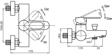 Смеситель для ванны с душем Cezares Laconico LACONICO-VD-01 фото
