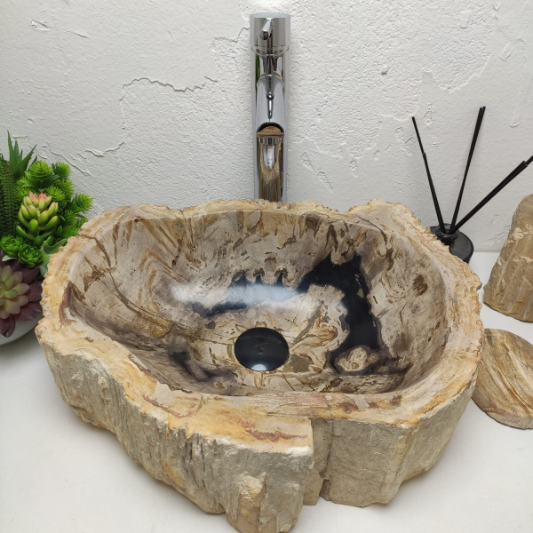 Накладная раковина из окаменелого дерева Fossil Basin OD-01286 (49*37*15) фото