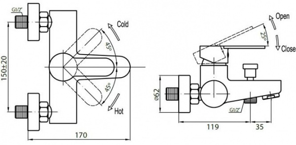 Смеситель для ванны с душем Cezares Laconico LACONICO-VD-01 фото