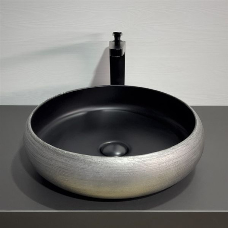 Накладная раковина Comforty 78653 00-00012232 41x41 серебро/черный фото