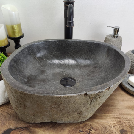 Накладная раковина из речного камня RS0643 (48*41*15) фото