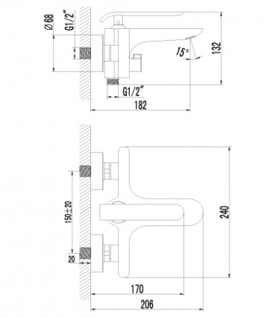 Смеситель для ванны с душем Lemark Melange LM4914CW фото