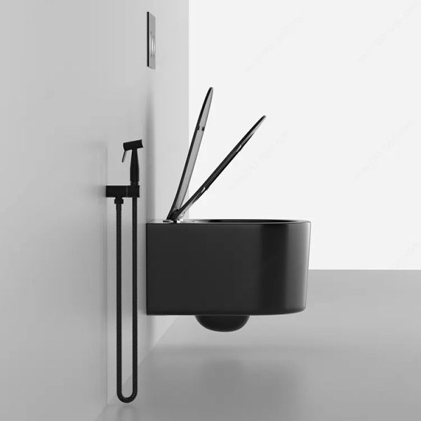 Унитаз подвесной безободковый Cerutti SPA Tanaro Aria CT9238 с сиденьем, черный матовый фото