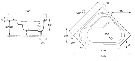 Акриловая ванна Jacob Delafon Bain Douche E6222RU-00 145x145 L фото