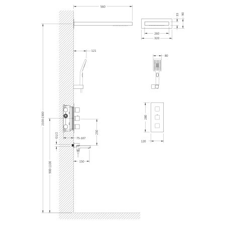 Душевая система скрытого монтажа Timo Petruma SX-5079/03SM Черный фото