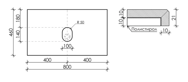 Столешница без отверстия под смеситель Sancos TT80A2 80 см, kreman фото