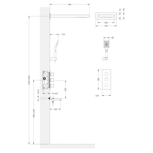 Душевая система скрытого монтажа Timo Petruma SX-5079/03SM Черный фото