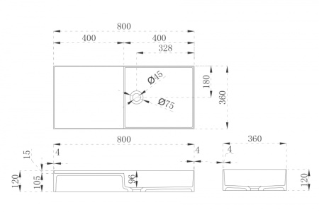 Раковина подвесная Abber Stein AS2648 80x36 белая матовая фото