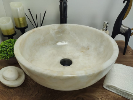Накладная раковина из оникса Indo Bowl white Medium TinLip BO-00510 фото