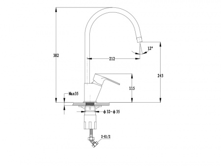 Смеситель для кухни Ewigstein 5023501 серый металлик фото