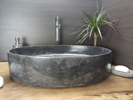 Раковина из мрамора Indo Oval Blak Big OM-00096 фото