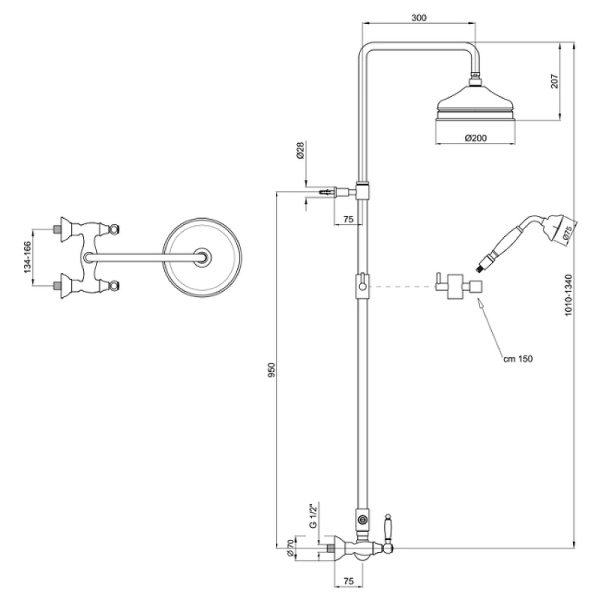 Душевая система Webert Dorian DO760405015 Хром фото