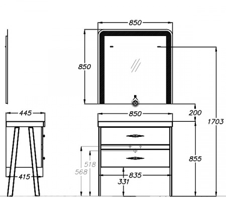 Тумба под раковину Smile Флоридо 85 Z0000012183 фото
