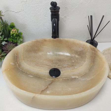 Накладная раковина из оникса Oval Yellow OY-01587 (53*38*15) фото