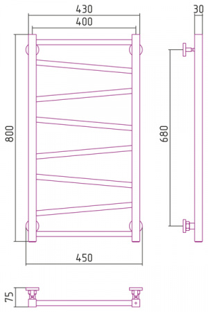 Полотенцесушитель водяной Сунержа Сирокко 80х40 00-0253-8040, хром фото