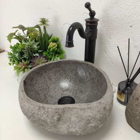 Накладная раковина из речного камня RS01450 (36*36*15) фото