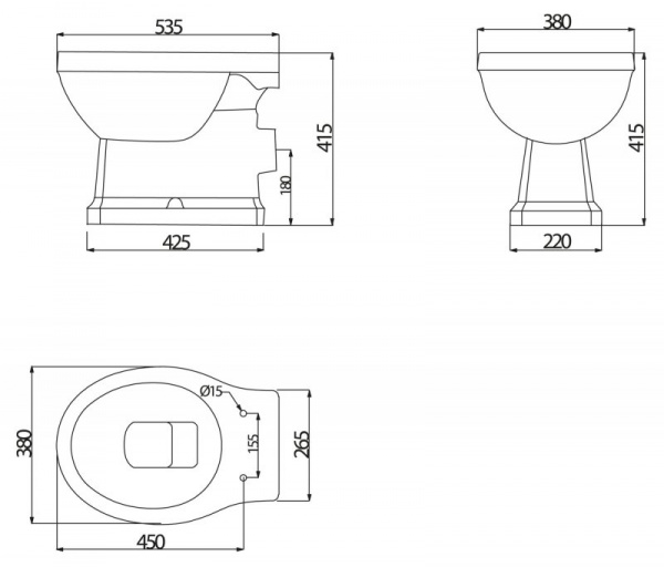 Унитаз приставной BelBagno Trevi BB135CB фото