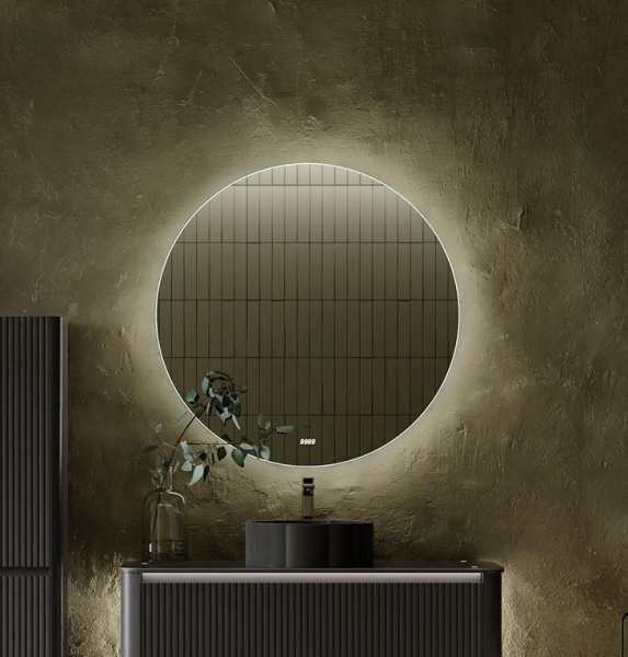 Круглое зеркало с подсветкой и часами Jorno Solo 77 Solo.02.77/W/RL 77x77 фото