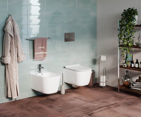 Унитаз подвесной безободковый Ceramica Nova Metric Rimless CN3007 белый, с сиденьем фото