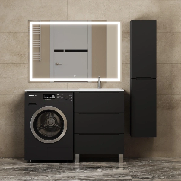 Тумба под стиральную машину Uperwood Tanos 120 TTanosVMF60B3 черная матовая фото