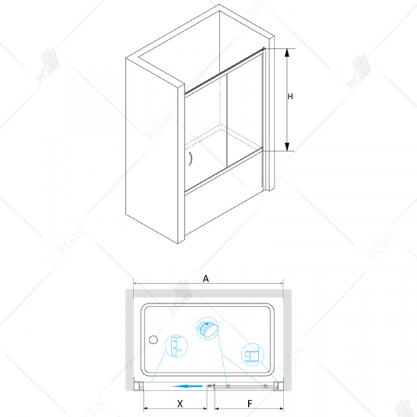 Шторка на ванну раздвижная RGW Screens SC-62 01116215-21 150 см матовое стекло фото