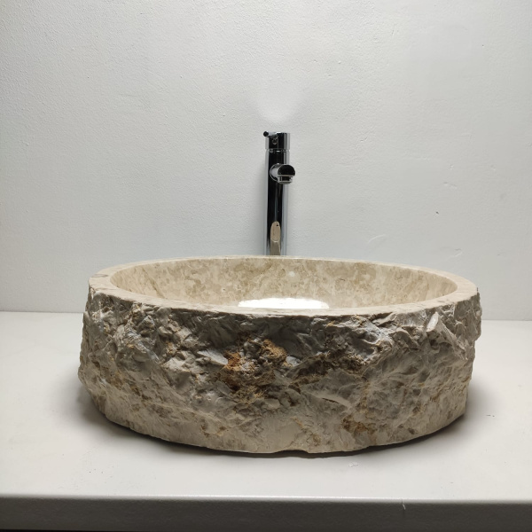 Накладная раковина из мрамора Oval Cream Marmo MM-00887 (53*42*15) фото