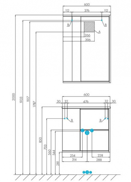 Зеркало-шкаф Акватон Бостон 60 1A240202BN010 фото
