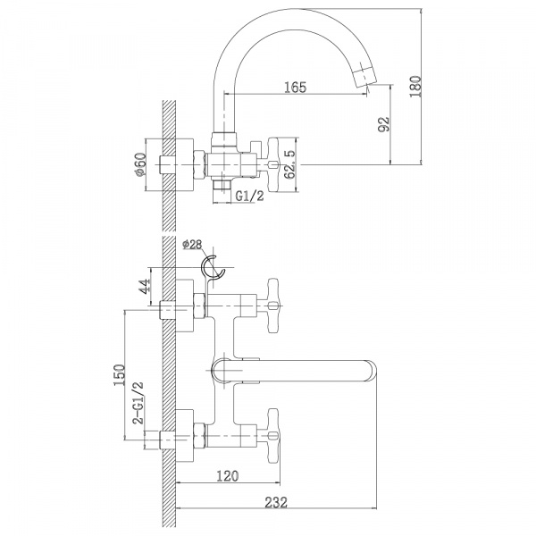 Смеситель для ванны с душем Rossinka RS 39 RS39-83 фото