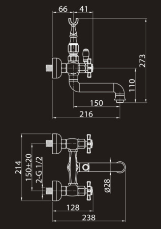 Смеситель для ванны с душем Elghansa Praktic 2322660-Bronze фото
