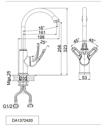 Смеситель для кухни D&K Rhein Eucharius DA1372421 грей фото