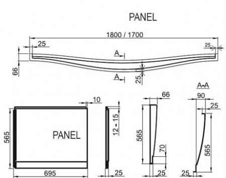 Передняя панель для ванны Ravak Magnolia CZ61000A00 180 см фото