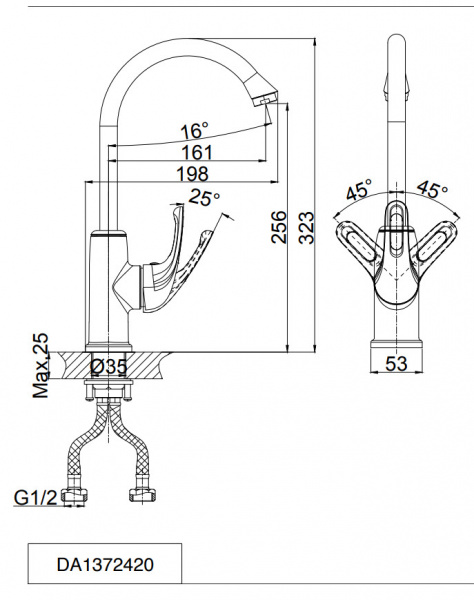 Смеситель для кухни D&K Rhein Eucharius DA1372421 грей фото