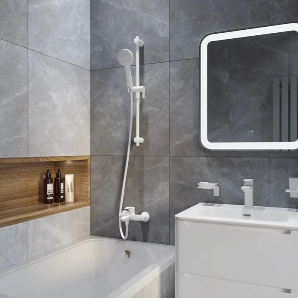 Штанга для душа Iddis Ray RAY70W0i17 белая матовая фото