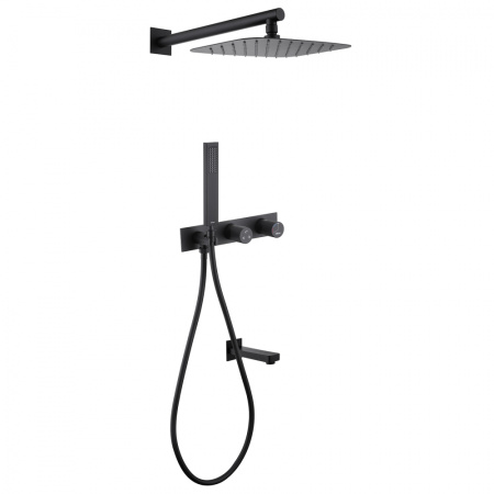 Душевая система скрытого монтажа Abber Rund AF8717B черная матовая фото