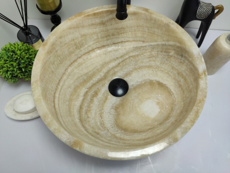 Накладная раковина из оникса Indo Bowl Yellow Medium TinLip BO-00505 фото