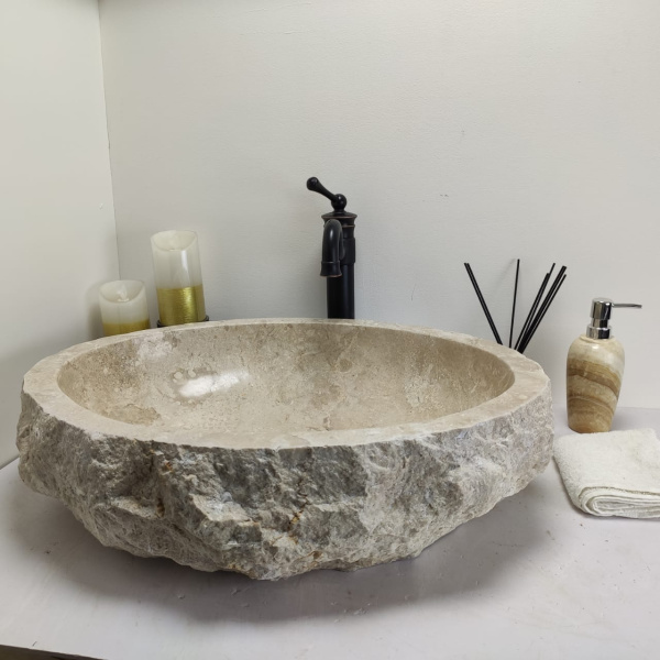 Накладная раковина из мрамора Erozy Cream Big EM-00449 (61*48*15см) фото