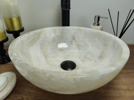 Накладная раковина из оникса Indo Bowl Yellow Small TinLip BO-00310 фото