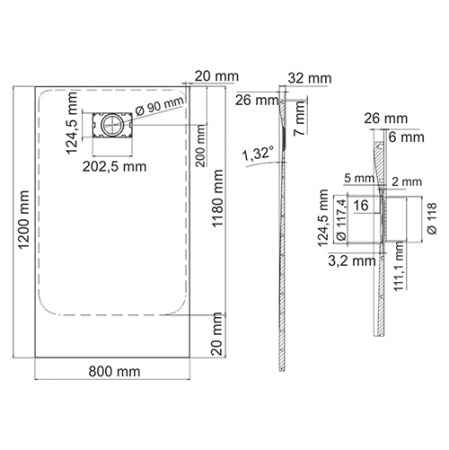 Поддон для душа WasserKRAFT Main 41T06 120х80 фото