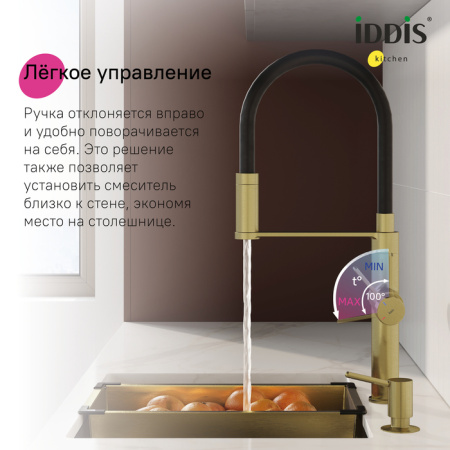 Смеситель для кухни под фильтр Iddis Ikon IKNMGFFi05 матовое золото фото