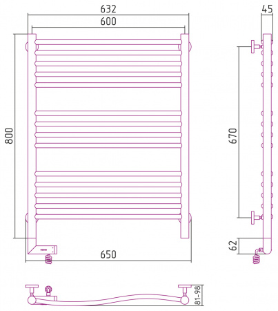Электрический полотенцесушитель Сунержа Флюид 2.0 00-5220-8060 80x60 фото