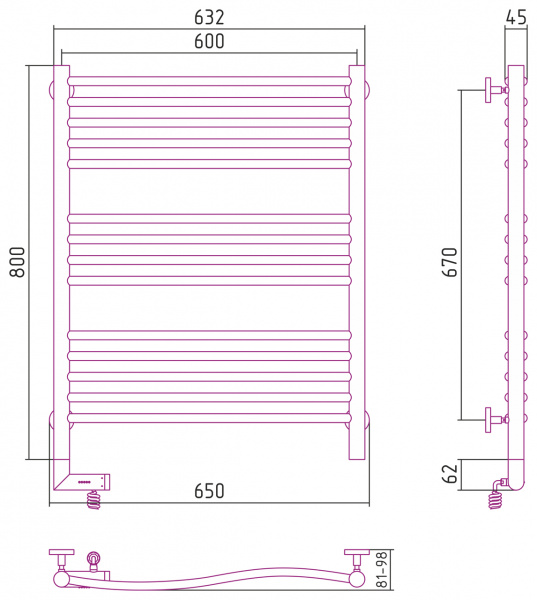 Электрический полотенцесушитель Сунержа Флюид 2.0 00-5220-8060 80x60 фото