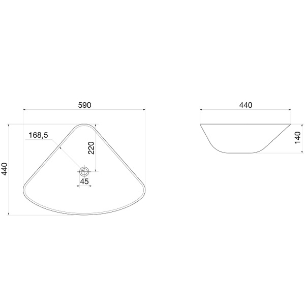 Накладная раковина OWL 1975 Curve OWLB191045 59x40 фото