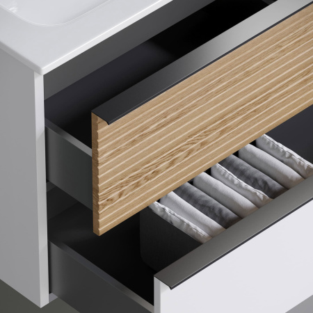 Тумба под раковину Sancos Delta DL60W дуб светлый/белый фото