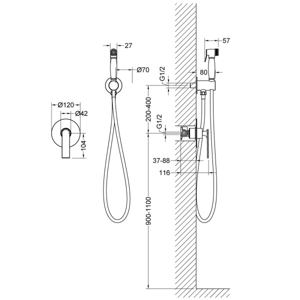 Гигиенический душ со смесителем Timo Anni 2789/03SM Черный фото