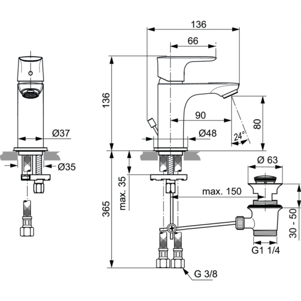 Смеситель для раковины Ideal Standard CONNECT AIR A7014AA фото