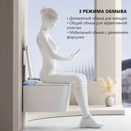 Электронный унитаз-биде импульсный Abber Rechteck AC1216S с инсталляцией AC0101P2 фото