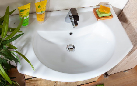 Тумба с раковиной Бриклаер Карибы 75 дуб кантри/венге фото